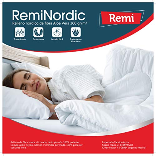 Remi Hogar Edredón/Relleno nórdico de Fibra Aloe Vera, otoño-Invierno, 300gr/m², para Cama de 135 Medidas 220cm x 220cm (Todas Las Medidas) (Cama 135)