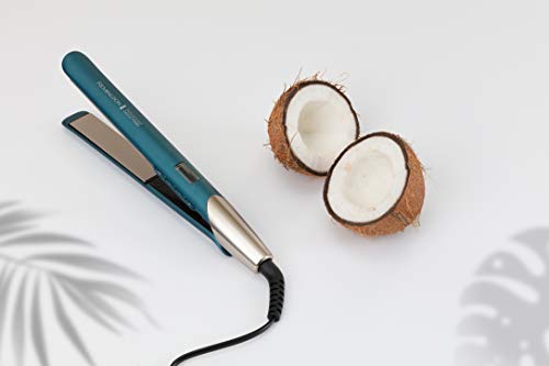 Remington Plancha de Pelo Advanced Coconut Therapy - Cerámica, Digital, Resultados Profesionales, Placas Flotantes, Azul - S8648