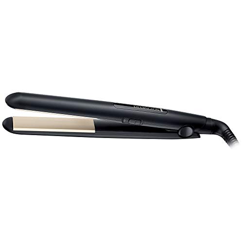 Remington Plancha de Pelo Ceramic Slim - Cerámica Anti-estática, Turmalina, Capa Protectora Teflón, Placas Extra Largas, Negro - S1510