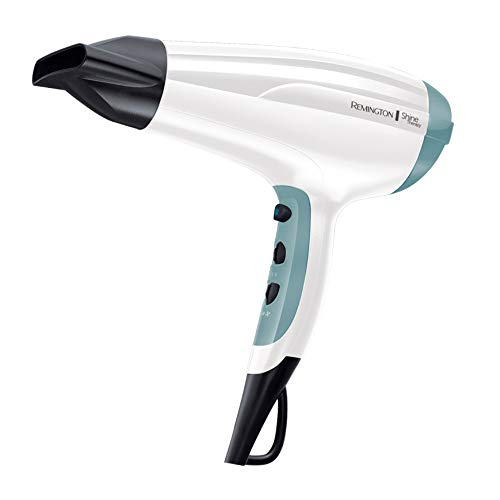 Remington Secador de Pelo Shine Therapy - Iónico, Concentrador y Difusor, 3 Temperaturas, 2 Velocidades, 2300 W, Blanco - D5216