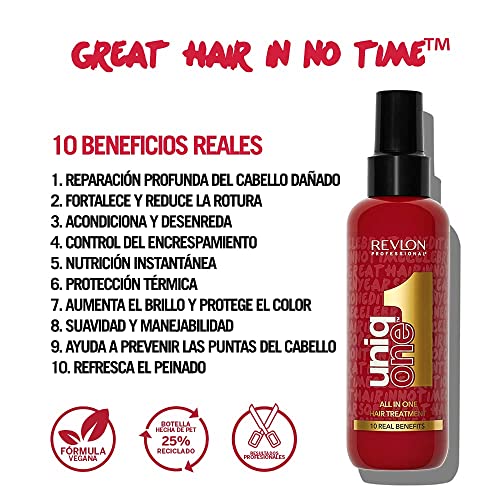 Revlon Professional UniqOne Celebration Edition Nueva Fragancia, Protector térmico cabello y tratamiento en spray, 150ml