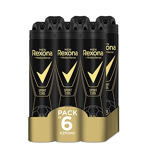 Rexona  Desodorante Aerosol Antitranspirante para hombre Sport Cool  200ml - Pack de 6