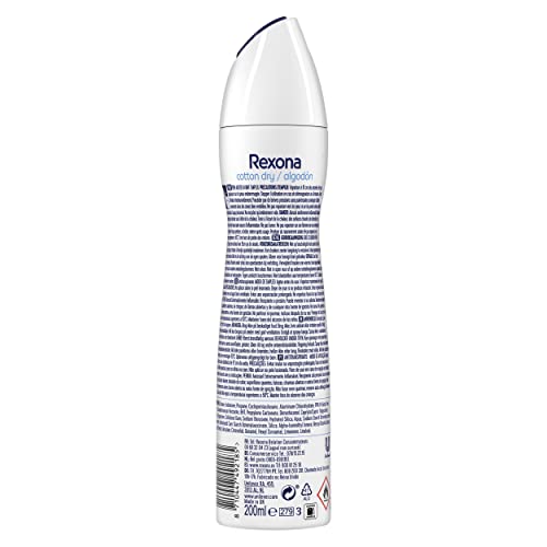 Rexona  Desodorante Aerosol Antitranspirante para mujer Cotton Dry  200ml - Pack de 6