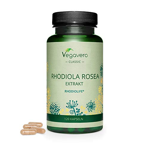 Rhodiola Rosea PREMIUM Vegavero® | Calidad Garantizada Sin Aditivos RHODIOLIFE® con 3% Rosavines + 1% Salidroside | Concentración + Estrés y Ansiedad | 200 mg de Extracto | 120 Cápsulas