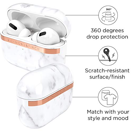 RICHMOND & FINCH Funda para Airpods Pro, Mármol Blanco Funda, Compatible con Cargador Inalámbrico Bluetooth, Prueba de Golpes, Resistente A Rayas, Funda Airpod para Auriculares Inalámbricos