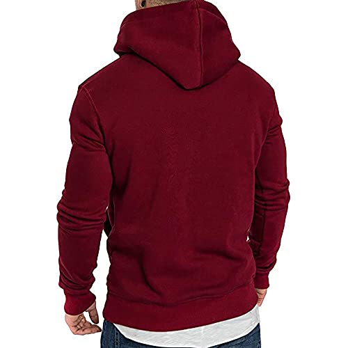 riou ¡Oferta Sudaderas con Capucha para Hombre Cosy Chaqueta Deportiva Sudadera con Cremallera Completa Ecosmart Hoodie Casual Jerséis Top Blouse ¡Caliente! (Red, L)