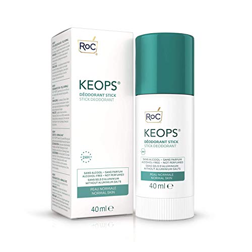 RoC - KEOPS Desodorante en Barra - Eficacia 24 horas - Libre de Alcohol, Fragancia y Sales de Aluminio - 40 ml