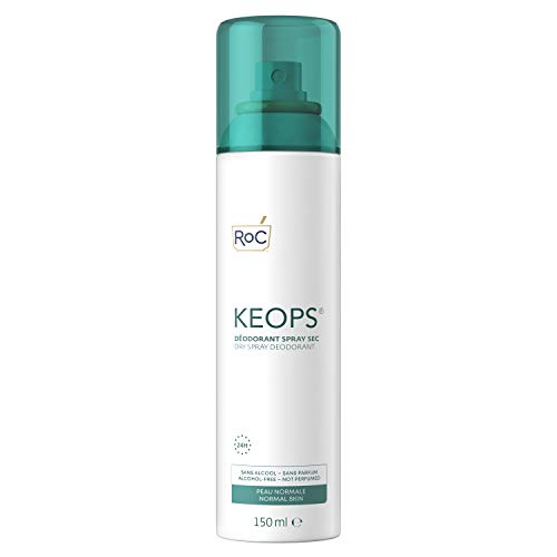 RoC - KEOPS Desodorante Spray Seco - Antitranspirante - Eficacia 24 horas - Sin alcohol y sin perfume - Todo Tipo de Piel - 150 ml