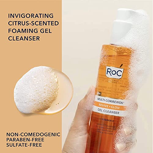 RoC - Multi Correxion Revive + Glow Cream Cleansing Gel - Limpiador facial vigorizante - Vitamina C - Realza la luminosidad de la piel - 177ml