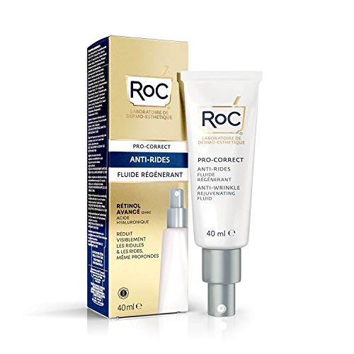 RoC - Retinol Correxion Pro-Correct Fluido Rejuvenecedor - Antiarrugas y Antiedad - Crema Facial con Retinol y Ácido Hialurónico - 40 ml