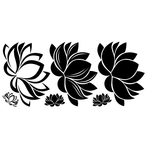 RoomMates RMK5138GM Black Line Art Lotus Peel and Stick - Vinilo decorativo para pared, diseño de loto