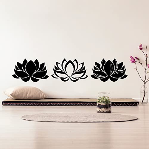 RoomMates RMK5138GM Black Line Art Lotus Peel and Stick - Vinilo decorativo para pared, diseño de loto