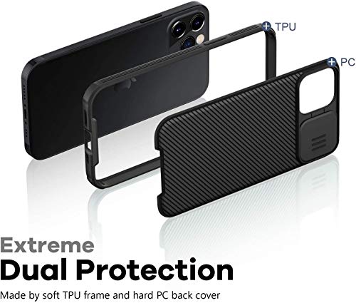 RosyHeart Funda Compatible con iPhone 12 Pro MAX (6.7"), Protección de Cámara Carcasa Compatible con iPhone 12 Pro MAX, Cubierta Deslizante Cámara Delgado Ligera Rígida PC Anti-Golpes Caso-Negro