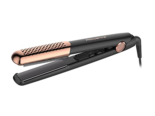 Rowenta Ultimate Experience Inimitable SF8230 - Plancha y rizador de pelo 2 en 1 con placas flotantes 3d, revestimiento piedra mineral, 5 temperaturas ajustables, para todo tipo de cabello