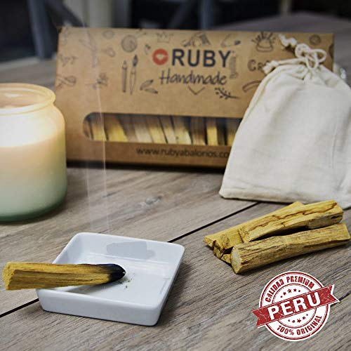 RUBY - Palo Santo Incienso Natural XL Madera Sagrada 100% Natural de Perú para alejar Las Energías negativas y atraer Las Vibras Positivas (60 Gramos)