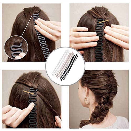 RuiChy Conjunto de trenzado de peinado de moda Topsy Herramientas de diseño de cabello Kit de modelado de cabello Peluquería Espiral mágica Trenza de cabello Accesorios de bricolaje