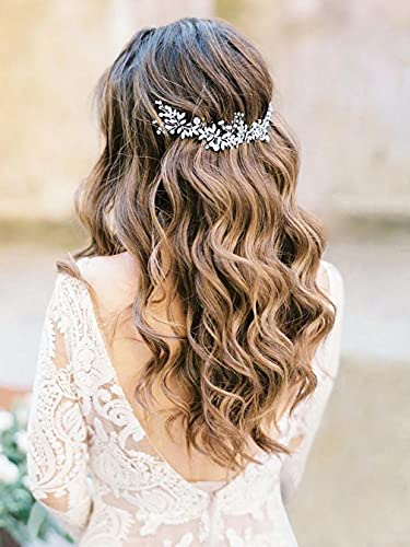 Runmi Nupcial perla pelo vid plata novia accesorios para el pelo cristal boda diademas hoja nupcial headpie para mujeres y niñas