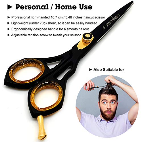 Saaqaans Juego de Tijeras Pelo, Tijeras Peluqueria Profesional de Acero Inoxidable, Tijeras Peluqueria con Estuche de Cuero - Longitud 6.0 pulgadas, Tijeras Cortar Pelo para Hombres y Mujeres