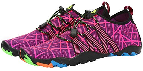 SAGUARO Escarpines Zapatos de Agua Calzado Playa Zapatillas Deportes Acuáticos para Buceo Snorkel Surf Natación Piscina Vela Mares Rocas Río para Hombre Mujer (019 Morado,41 EU)