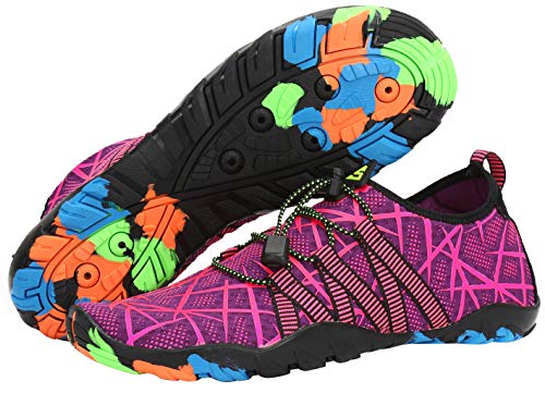 SAGUARO Escarpines Zapatos de Agua Calzado Playa Zapatillas Deportes Acuáticos para Buceo Snorkel Surf Natación Piscina Vela Mares Rocas Río para Hombre Mujer (019 Morado,41 EU)