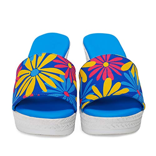 Sandalia Yute Mujer Azul Flores Multicolor talla 38 9 cms