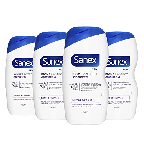 Sanex Atopiderm Nutri Repair, Gel De Ducha O Baño, Piel Atópica, Pack 4 X 475ml, 1900 Mililitro