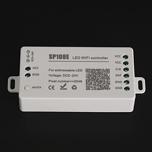 SAUNPRRO SP108E Controlador MáGico de LED Wifi WS2812B WS2813 Etc MóDulo de Tira de LED Luz AplicacióN Inteligente Control InaláMbrico IOS 10/Android 4.4 DC5-24V