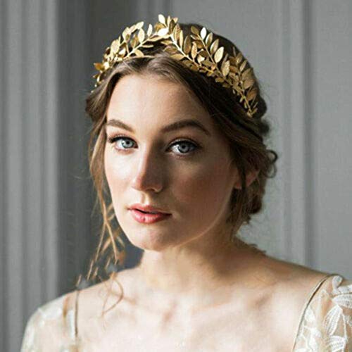 Sayla Novia Mujeres Diadema De Cabello Corona Hojas Rama Dorada Griego Banda Tiara De Pelo Tocado Barroco Diosa Romana Plata Oro Fiesta Boda