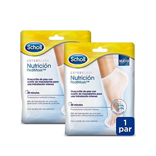 Scholl Mascarilla Nutritiva Para Pies, Hidratación Intensa en 20 Minutos – 2 Pares (4 Mascarillas)