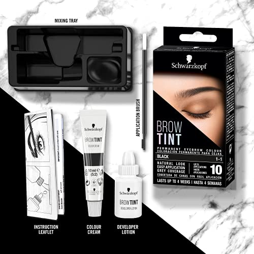 Schwarzkopf Brow Tint - Tinte De Cejas Negro Tono 1.1 – Coloración permanente - Color natural y duradero de hasta 4 semanas