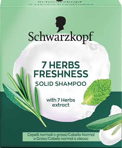 Schwarzkopf - Champú Sólido 7 Herb Freshness - 60g - Para cabello normal o graso - Proporciona un ligero frescor y un suave cuidado para tu cabello sin cargarlo