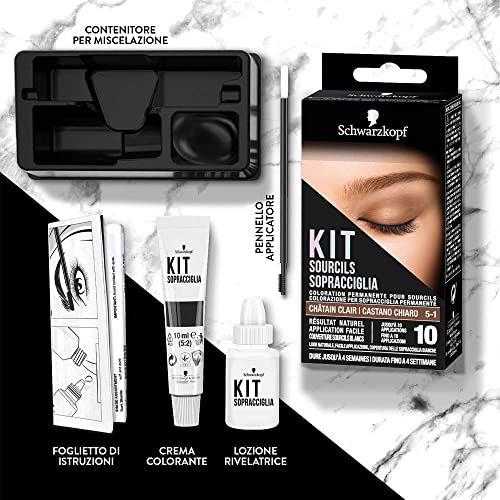 Schwarzkopf - Kit de corrector de cejas permanente, color castaño claro 5-1 - 46 g