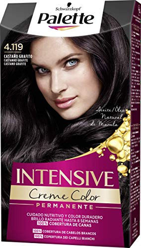 Schwarzkopf Palette Intensive - Tinte 4.119 Castaño Grafito – Perfecta cobertura de canas – Coloración Permanente de Cuidado con Aceite de Marula - Color duradero hasta 8 semanas (Pack de 3)