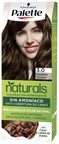 Schwarzkopf Palette Naturals - Tinte 3 cabello Castaño Oscuro - Coloración Permanente – Perfecta cobertura de canas – Colores increíblemente naturales (Pack de 5)