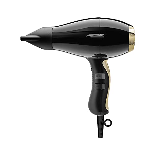 Secador de pelo Elchim 3900 Healthy Ionic Black & Gold|Secador de pelo profesional, silencioso, ligero y equilibrado para un cabello sano, suave y brillante|Tiempos de secado reducidos en un 30%-2400W