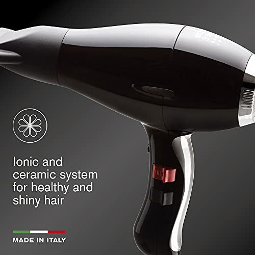 Secador de pelo Elchim 3900 Healthy Ionic Black & Silver|Secador de pelo profesional, silencioso, ligero y equilibrado para un cabello sano, suave y brillante|Tiempos de secado reducidos 30%-2400W