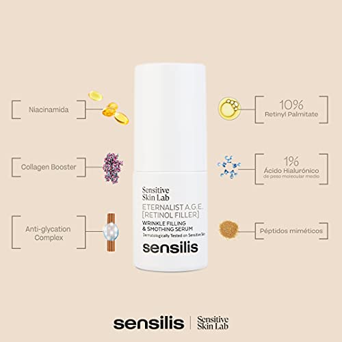 Sensilis Eternalist A.G.E. - Serum Retinol Filler Rellenador Y Corrector De Arrugas Apto para Pieles Sensibles, Efecto Lifting Inmediato, Con Ácido Hialurónico - 15 Ml