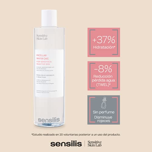 Sensilis - Pack de 2 Agua Micelar para Pieles Sensibles con Ácido Hialurónico y Extracto de Regaliz, Limpia, Desmaquilla y Calma Rojeces - 400 ml + 400 ml