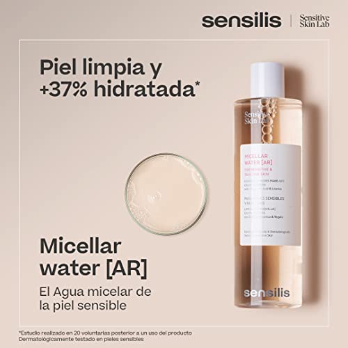 Sensilis - Pack de 2 Agua Micelar para Pieles Sensibles con Ácido Hialurónico y Extracto de Regaliz, Limpia, Desmaquilla y Calma Rojeces - 400 ml + 400 ml