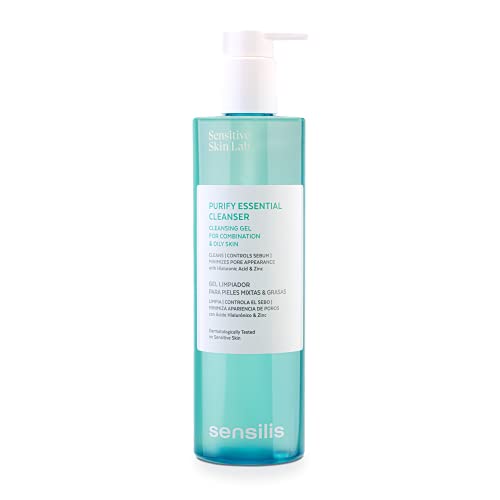 Sensilis - Purify Essential Cleanser, Gel Limpiador para Pieles Mixtas y Grasas con Ácido Hialurónico y Zinc - 400 ml