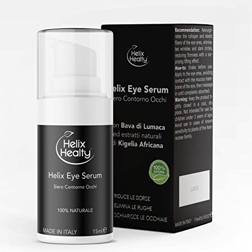 Sérum antiarrugas para el contorno de ojos, baba de caracol para ojeras, bolsas antiarrugas para hombre y mujere, 100% natural puro 15 ml Helix Healty fabricado en Italia