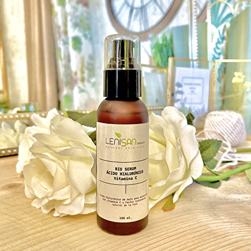 Serum facial de ácido hialurónico puro y vitamina C (100 ml). 100% natural. Efecto antiarrugas instantáneo y duradero para cara, contorno de ojos, cuello y escote.