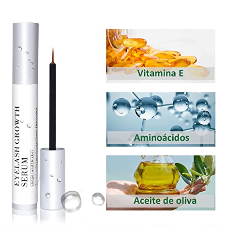 Serum Pestañas, 5ml Acondicionador Pestañas Crecimiento Extensión, Crece Pestañas y Cejas, Serum Para Crecimiento de Pestañas Fuertes, Fortalecedor de Pestañas