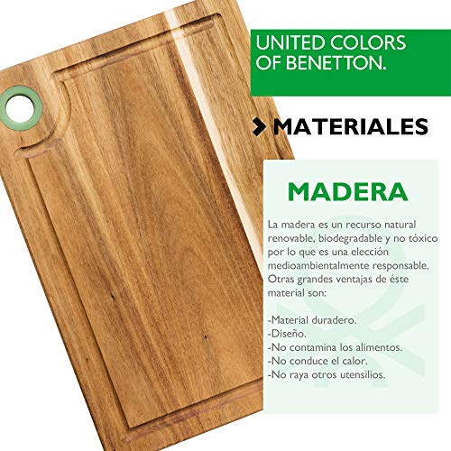 Set 4 cuchillos de cocina SAN IGNACIO Masterpro, acero inoxidable, con tabla de cortar en madera de acacia 33x23x1,5 cm Casa Benetton