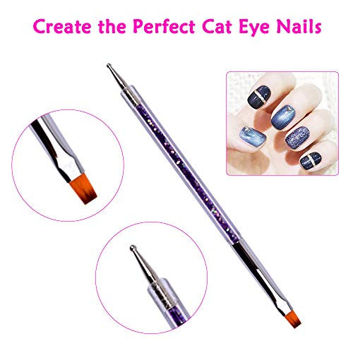 Set de 5 Palos Imán Magnético Stick de para Uñas, Lápiz de Doble Cabezal para Decoración de Uñas, 3D Efecto de Ojo de Gato DIY Nail Art Herramientas para Uñas Polaco Polvo, Uñas del Arte Accesorios