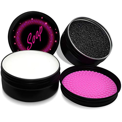 Set de jabón Esponja y Esterilla de Silicona para Limpiar brochas de Maquillaje