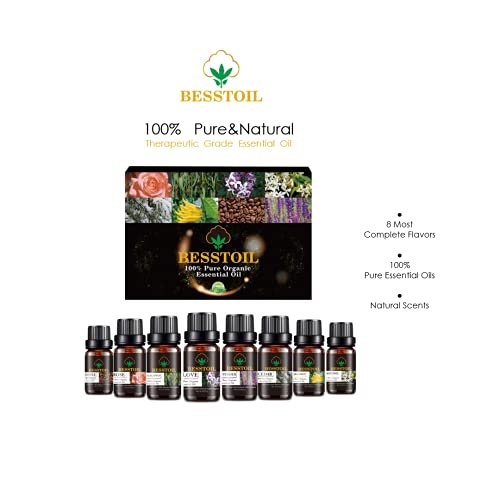 Set de regalo de aceites esenciales florales, aceites perfumados de aromaterapia orgánicos puros, aceites esenciales 100% puros con difusor, humidificador