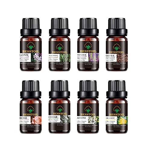 Set de regalo de aceites esenciales florales, aceites perfumados de aromaterapia orgánicos puros, aceites esenciales 100% puros con difusor, humidificador