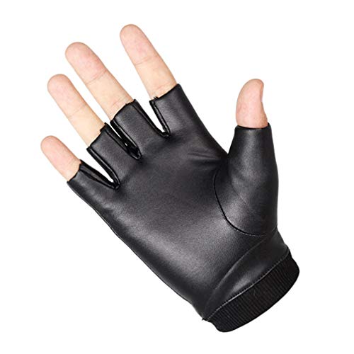 SEWACC Guantes de Cuero Guantes de Ciclismo 1 Par Medio Dedo Guantes para Hombres Guantes Aire Libre (Tamaño Gratis)