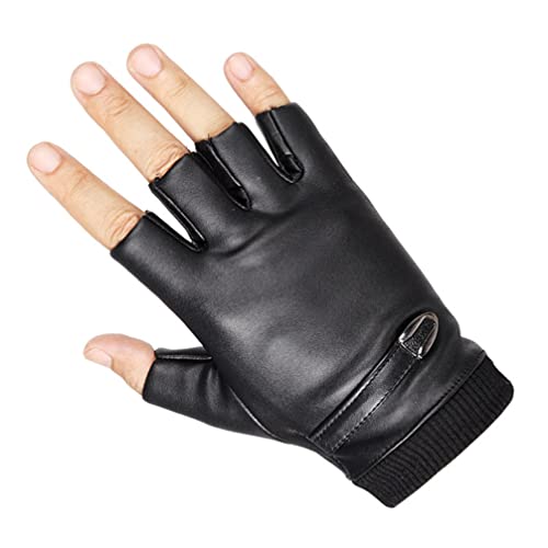 SEWACC Guantes de Cuero Guantes de Ciclismo 1 Par Medio Dedo Guantes para Hombres Guantes Aire Libre (Tamaño Gratis)